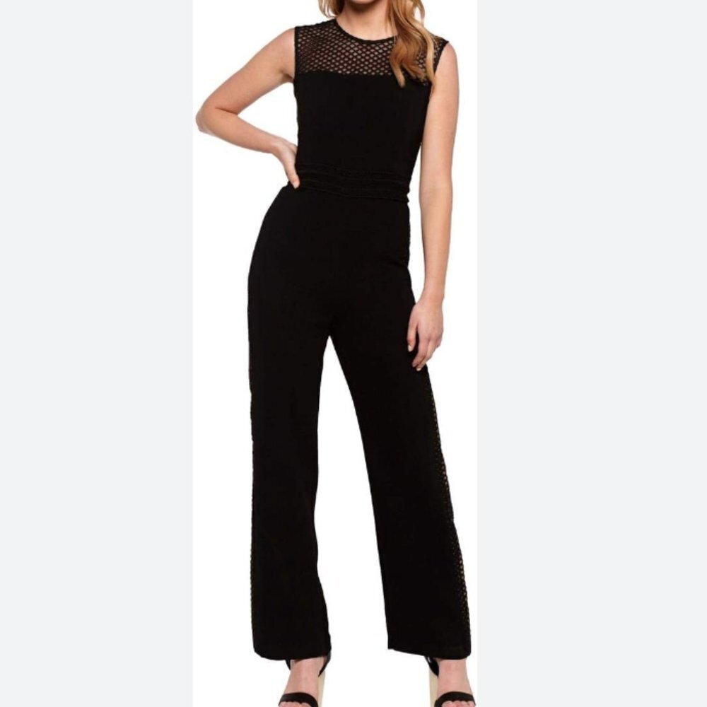 Bardot Black Brooke Mash- Yoke Crochet Trim Jumpsuit‎ Size: 8